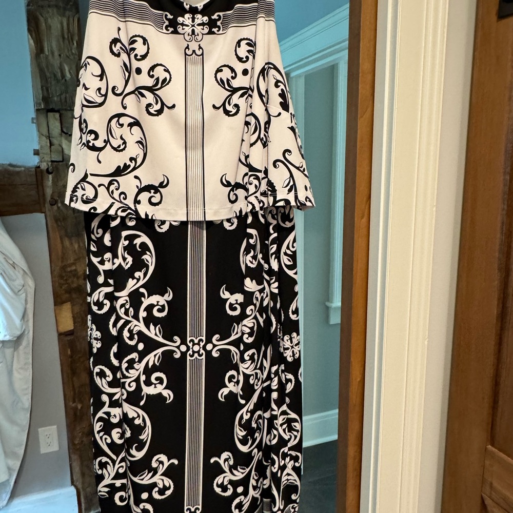 Catherines Black and White Maxi Pencil Skirt for Cocktail